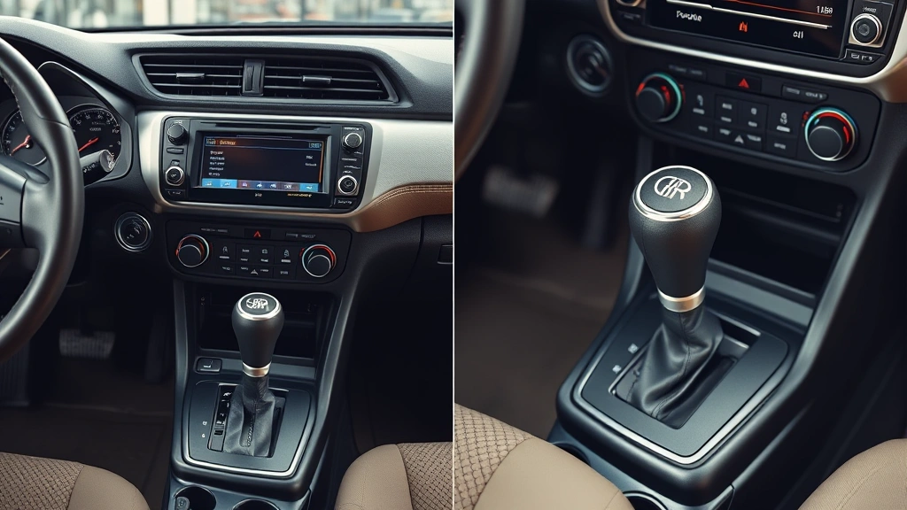 Split-screen comparison showing GR Corolla interior dashboard and manual transmission shifter detail, professional close-up photography highlighting premium controls and driver interface, no visible text or labels