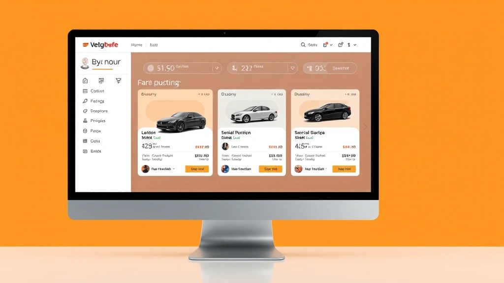 Digital marketplace dashboard or computer screen displaying multiple vehicle listings with pricing information, ratings, and seller profiles, representing online shopping experience and platform comparison