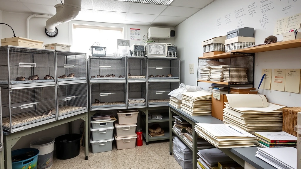 Professional breeder facility showing multiple properly-sized sugar glider enclosures with natural lighting, ventilation systems, and organized record-keeping area with filing systems and documentation